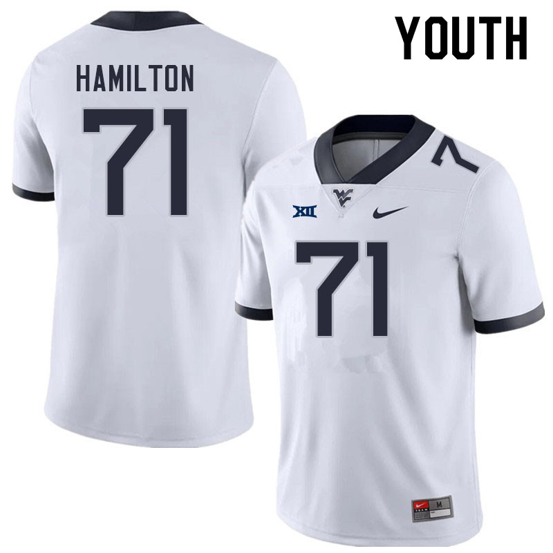Youth #71 Maurice Hamilton West Virginia Mountaineers College Football Jerseys Sale-White - Click Image to Close